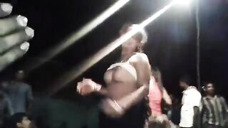 sexy girl on stage sucking boobs